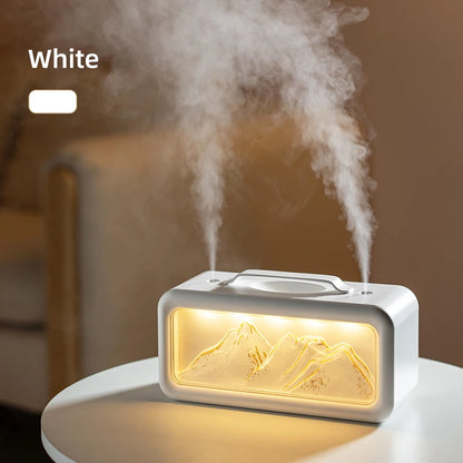 Dual Spray Humidifier Small Home Humidifier Desktop Humidifier Atmosphere Snow Mountain Night Light Alternating Dual Spray Two M