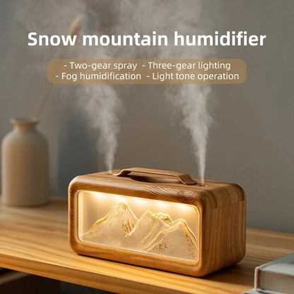 Dual Spray Humidifier Small Home Humidifier Desktop Humidifier Atmosphere Snow Mountain Night Light Alternating Dual Spray Two M