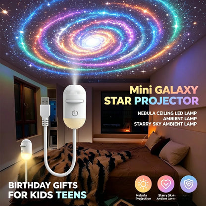 USB Mini Galaxy Star Projector Night Light Films Starry Sky Ambient Light for Bedroom Car Home Decoration for Adults and Kids