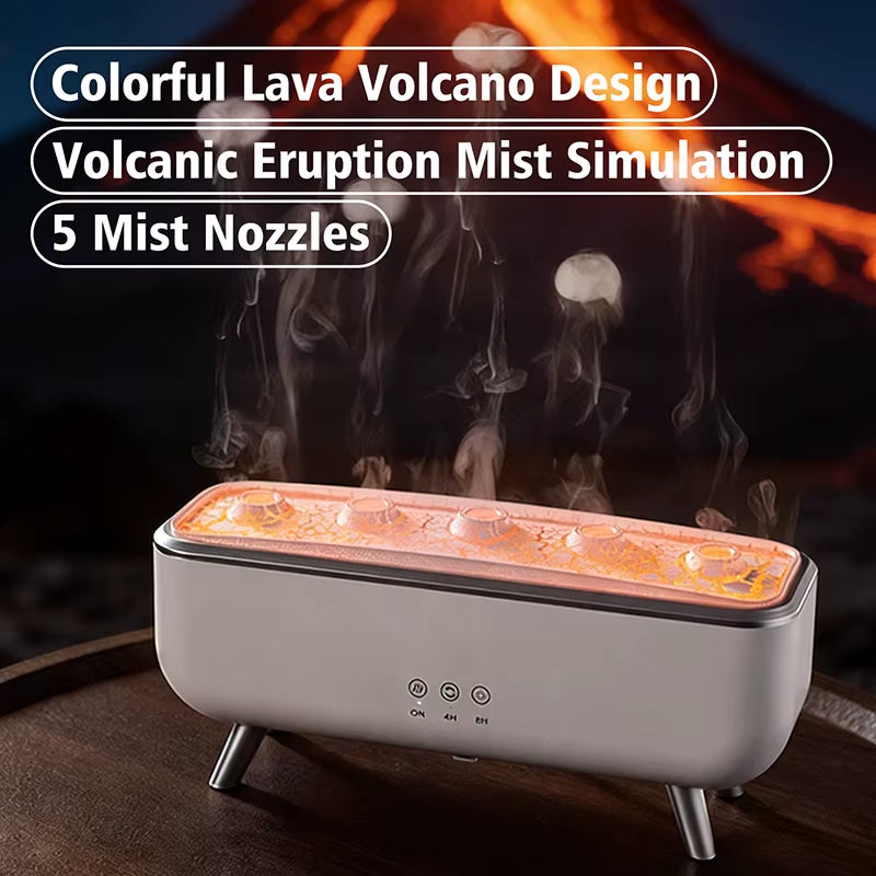 Simulated Volcanic Lava Humidifier with Color Lighting Aroma Diffuser Remote Control 5 Nozzles 2 Fog Modes Dancing Jellyfish For