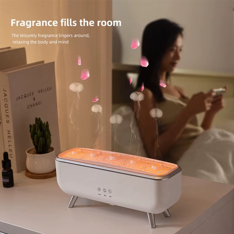 Simulated Volcanic Lava Humidifier with Color Lighting Aroma Diffuser Remote Control 5 Nozzles 2 Fog Modes Dancing Jellyfish For