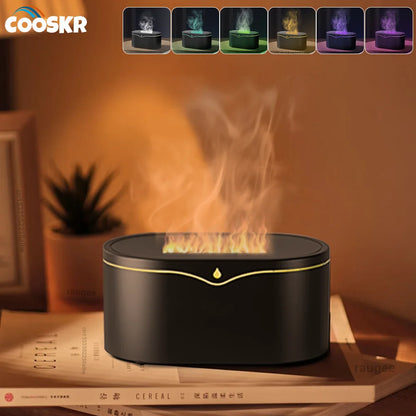 Flame Humidifier Aroma Air Humidifier Mini Essential Oils Humidifiers for Home Aromatherapy Fragrance Diffuser with LED Light