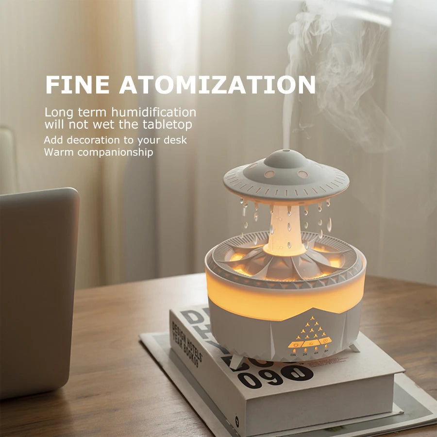 UFO Raindrop Aroma Diffuser Essential Oil Diffuser with Remote Control 7 Colorful Lights Aroma Diffuser Humidifier for Home