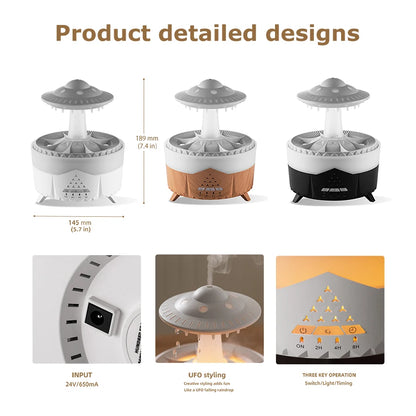 UFO Raindrop Aroma Diffuser Essential Oil Diffuser with Remote Control 7 Colorful Lights Aroma Diffuser Humidifier for Home