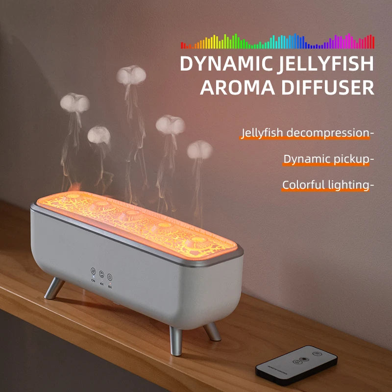 Dual Nozzles Aroma Diffuser Electric Air Humidifier for Home Flame Light Jellyfish Aromatherapy Machine Essential Oil Diffusers