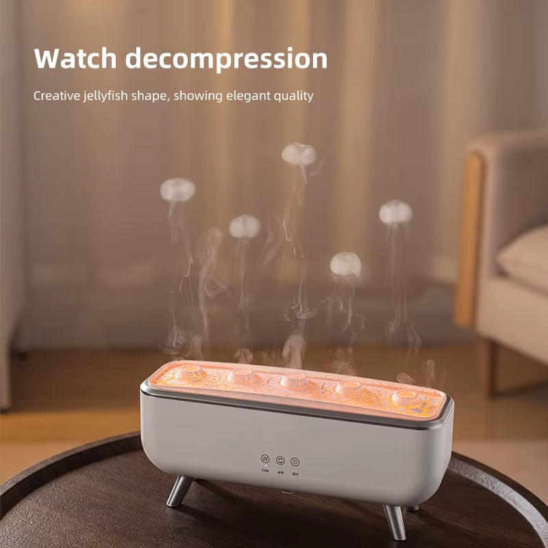 Simulated Volcanic Lava Humidifier with Color Lighting Aroma Diffuser Remote Control 5 Nozzles 2 Fog Modes Dancing Jellyfish For