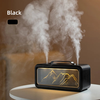 Dual Spray Humidifier Small Home Humidifier Desktop Humidifier Atmosphere Snow Mountain Night Light Alternating Dual Spray Two M