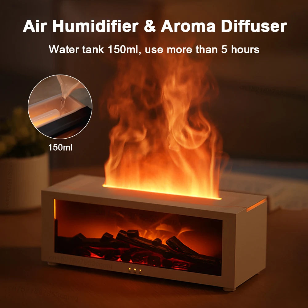 Air Aroma Humidifier Essential Oils Humidifier Flame Fragrance Diffuser Home Aromatherapy Diffuser with LED Light Remote Control