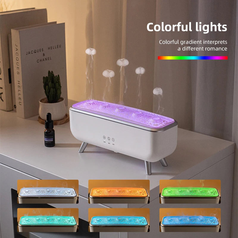 Dual Nozzles Aroma Diffuser Electric Air Humidifier for Home Flame Light Jellyfish Aromatherapy Machine Essential Oil Diffusers