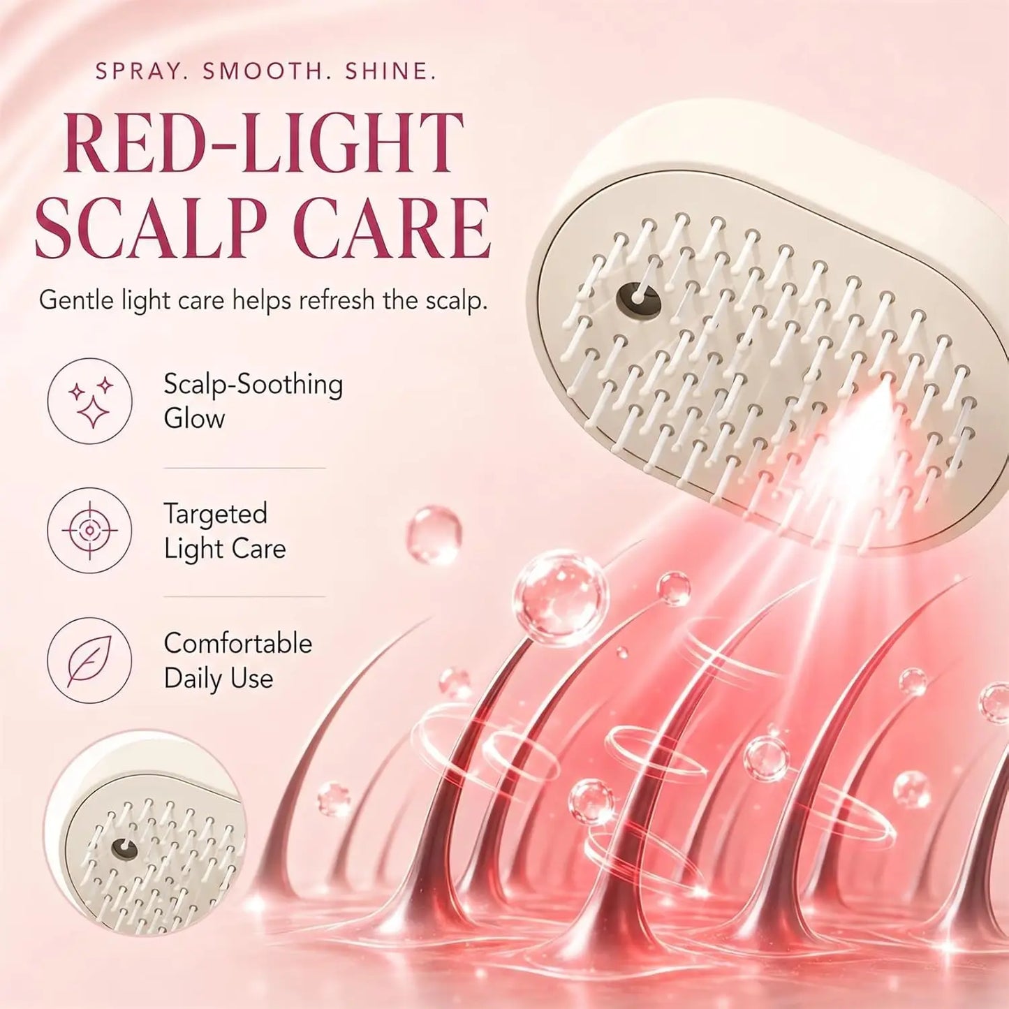 Multifunctional Massage Comb,Electric Spray Air Cushion Scalp Massager,Self-Cleaning Essential Oil Hair Care Comb,Gift for Women