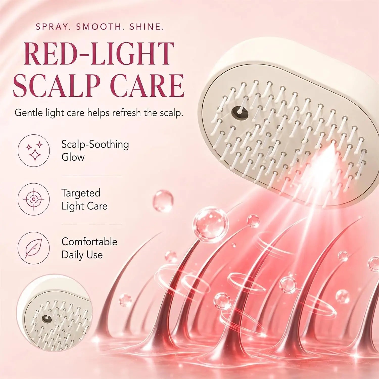 Multifunctional Massage Comb,Electric Spray Air Cushion Scalp Massager,Self-Cleaning Essential Oil Hair Care Comb,Gift for Women