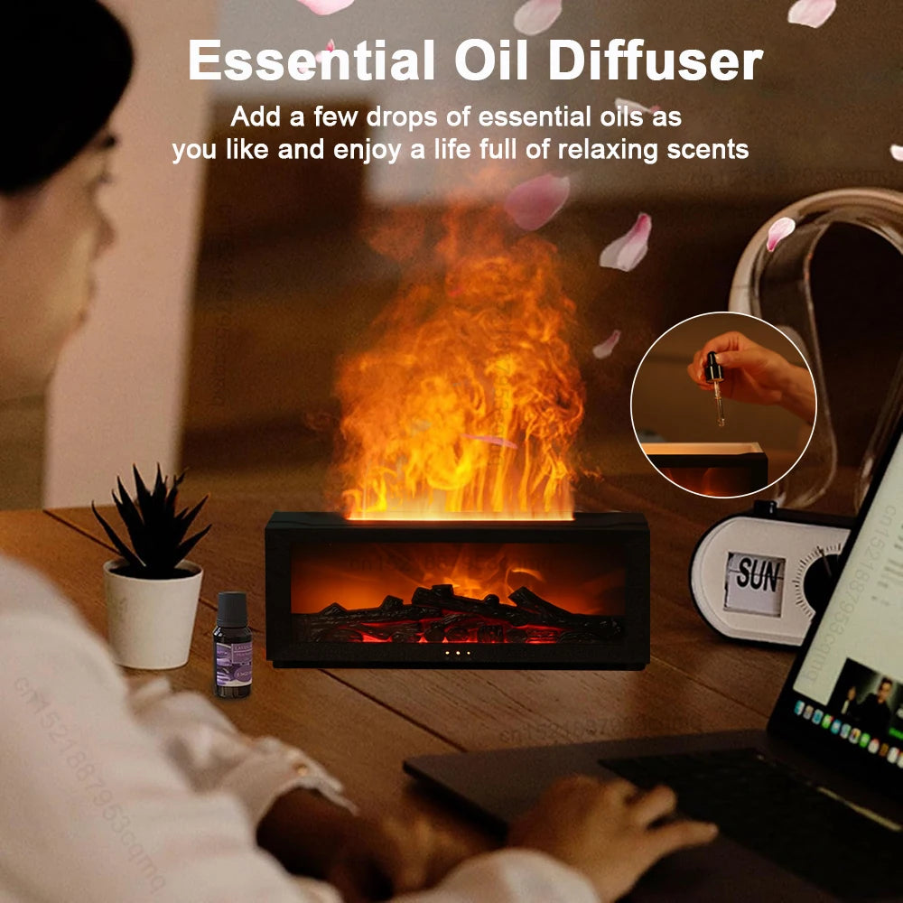 Air Aroma Humidifier Essential Oils Humidifier Flame Fragrance Diffuser Home Aromatherapy Diffuser with LED Light Remote Control