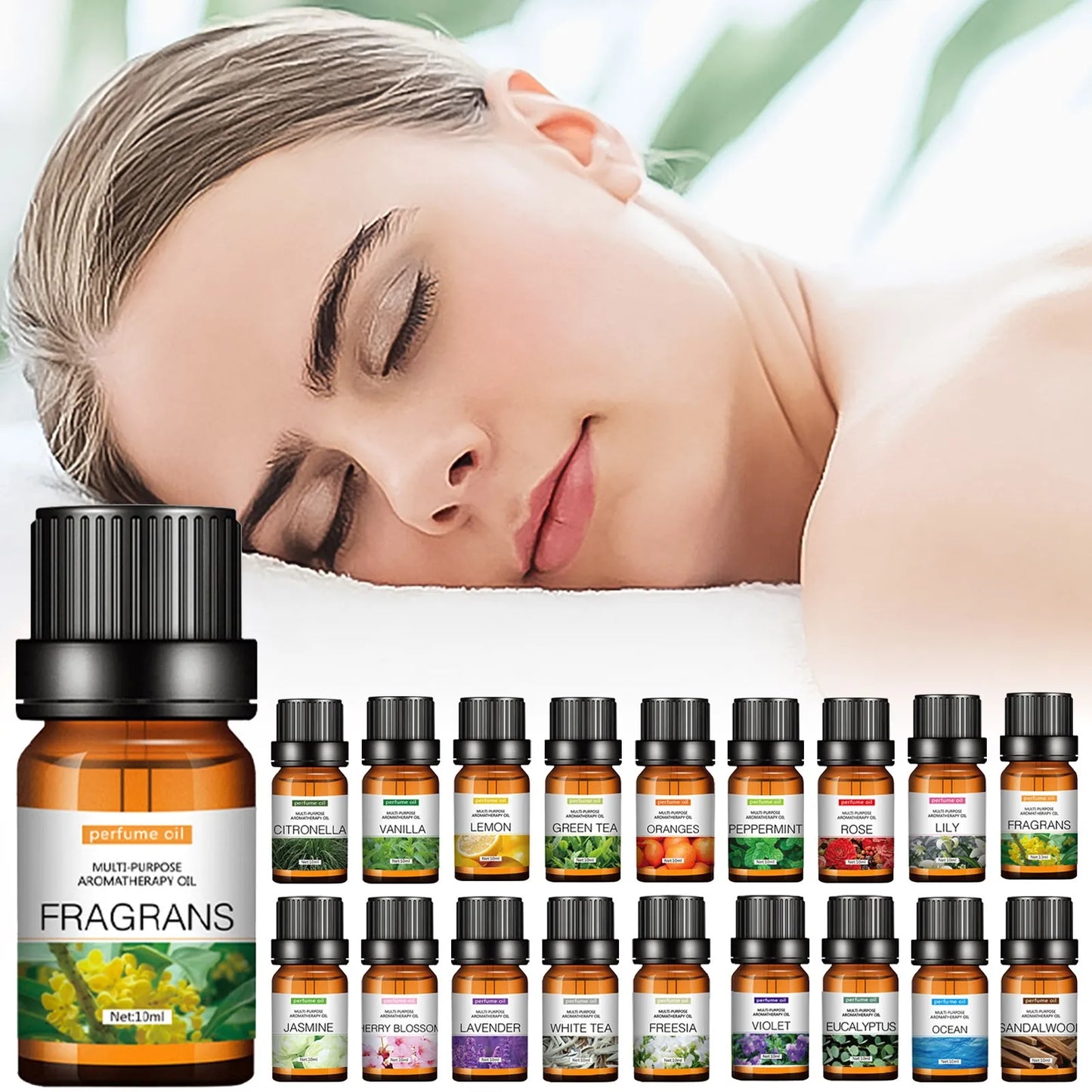 10Ml Aromatic Plant Water-Soluble Essential Oil Used for Humidifier Aromatherapy Diffuser Air Fresh Rose Lily Lemon