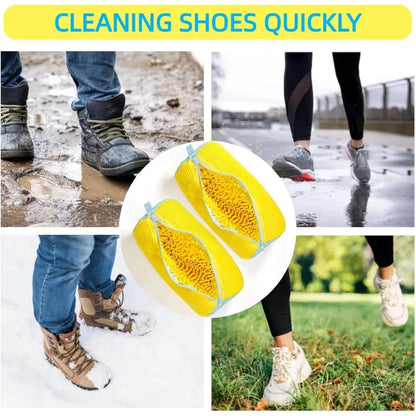 Durable Shoe Washing Machine Bag for All Shoe Types-Yellow with Blue Zipper,Ideal for Sneakers and Casual Shoes,Laundry Wash Bag