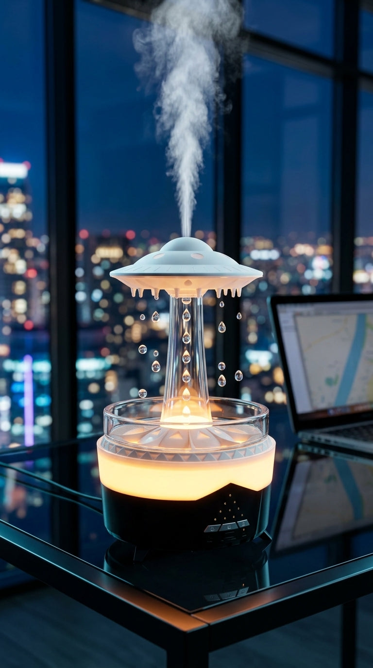 "The UFO Rain Diffuser — Gentle Sound of Rain"