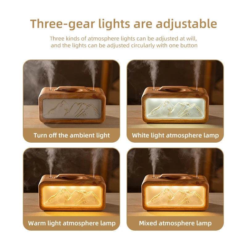 Dual Spray Humidifier Small Home Humidifier Desktop Humidifier Atmosphere Snow Mountain Night Light Alternating Dual Spray Two M