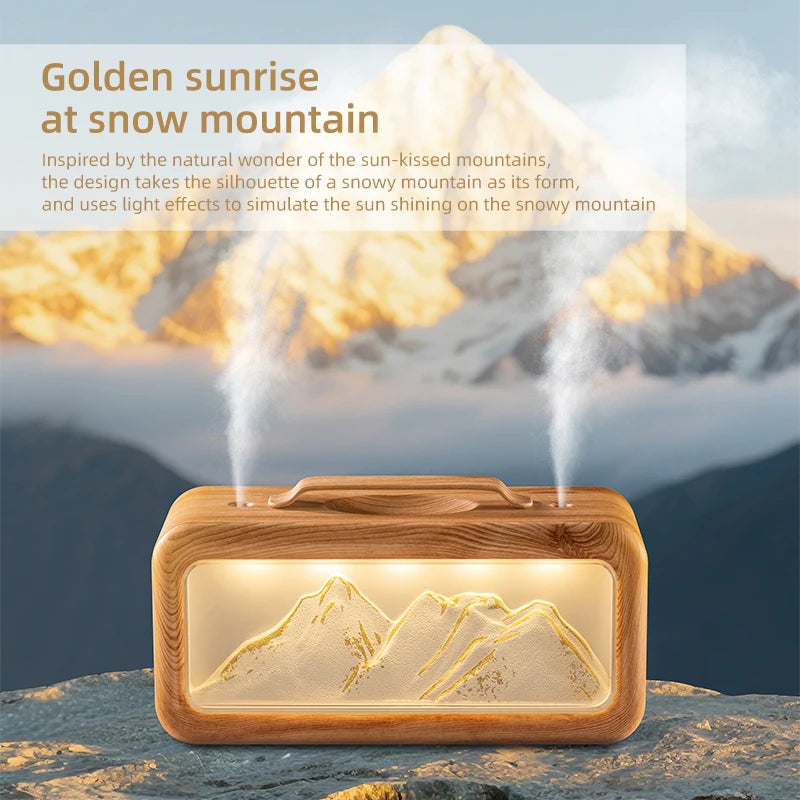 Dual Spray Humidifier Small Home Humidifier Desktop Humidifier Atmosphere Snow Mountain Night Light Alternating Dual Spray Two M