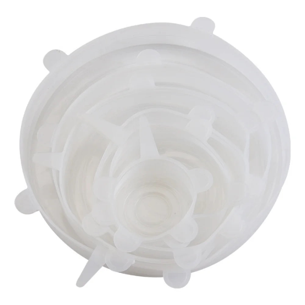 6Pcs Food Grade Silicone Preservation Cover Reusable Airtight Food Universal Dish Stretch round Lids for Kitchen Accessories