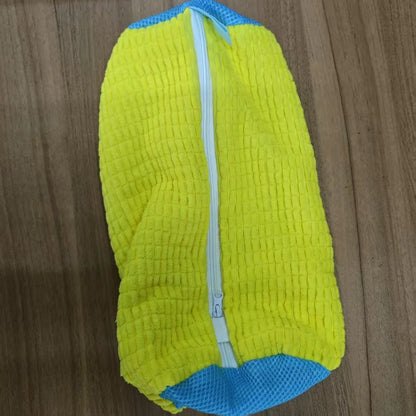 1PC Durable Shoe Washing Machine Bag for All Shoe Types-Yellow/Grey with Zipper for Sneakers and Casual Shoes Laundry Wash Bag