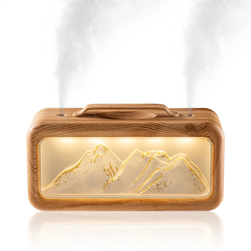 Dual Spray Humidifier Small Home Humidifier Desktop Humidifier Atmosphere Snow Mountain Night Light Alternating Dual Spray Two M