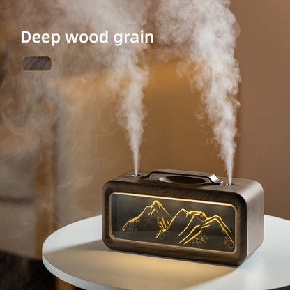 Dual Spray Humidifier Small Home Humidifier Desktop Humidifier Atmosphere Snow Mountain Night Light Alternating Dual Spray Two M
