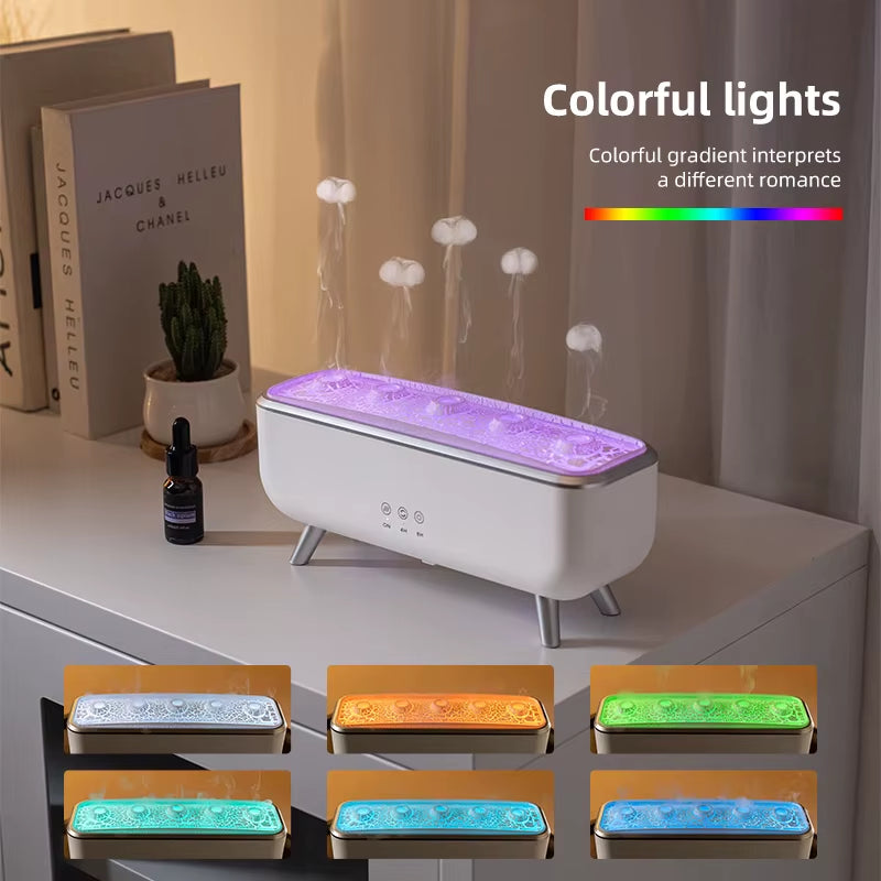 Simulated Volcanic Lava Humidifier with Color Lighting Aroma Diffuser Remote Control 5 Nozzles 2 Fog Modes Dancing Jellyfish For