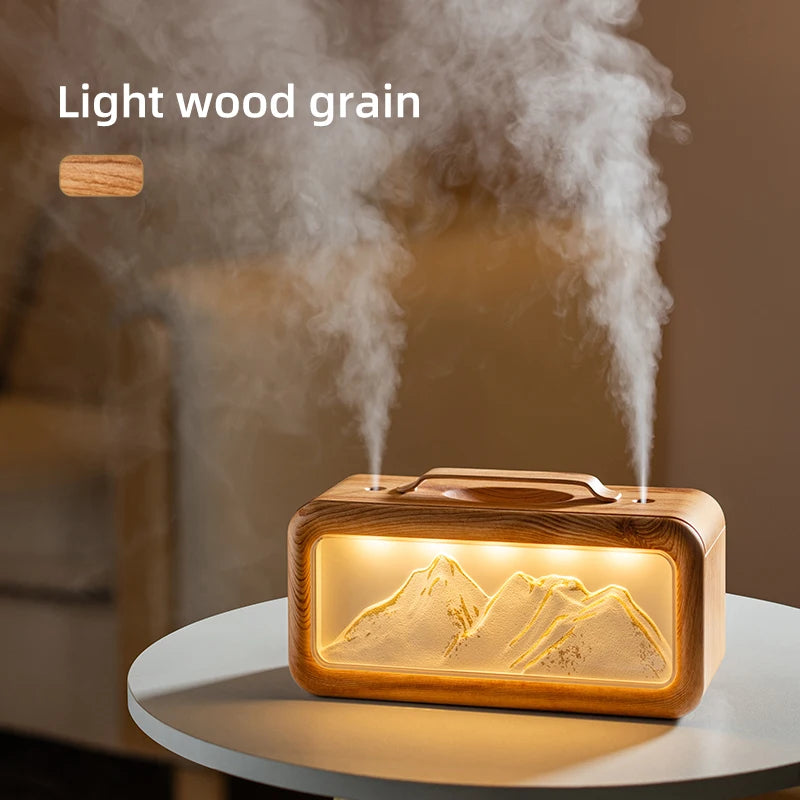 Dual Spray Humidifier Small Home Humidifier Desktop Humidifier Atmosphere Snow Mountain Night Light Alternating Dual Spray Two M