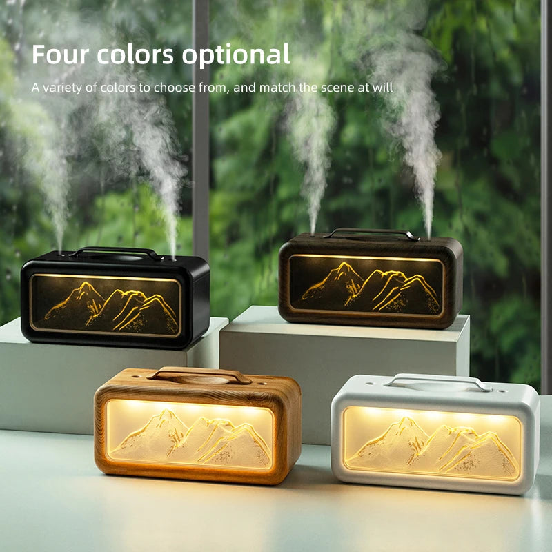 Dual Spray Humidifier Small Home Humidifier Desktop Humidifier Atmosphere Snow Mountain Night Light Alternating Dual Spray Two M